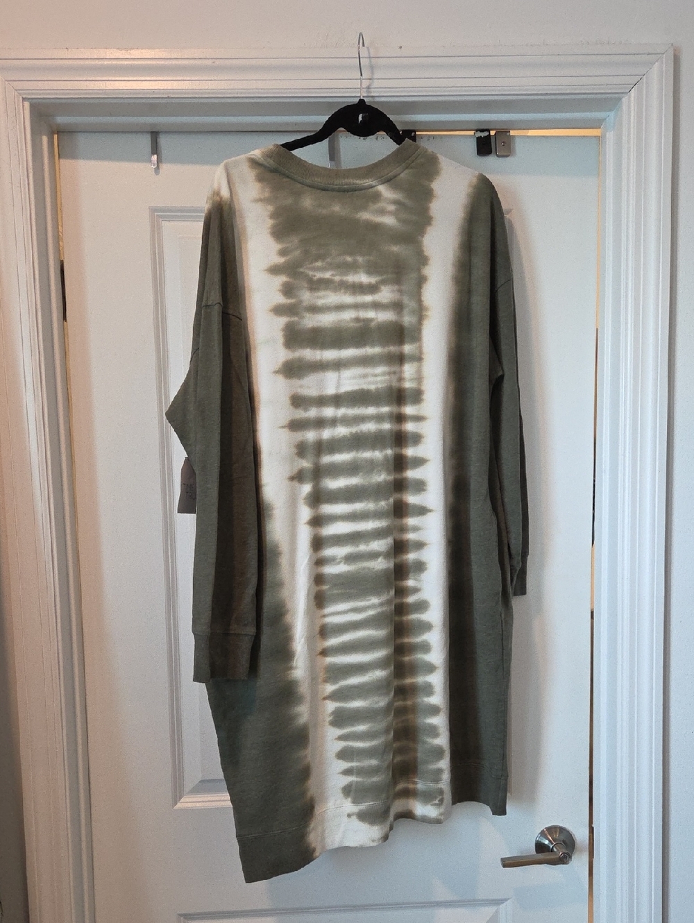Time and Tru Olive Green and Cream Tie-Dye Long Sleeve Dress Size XL, new W/ Tag - Picture 4 of 11